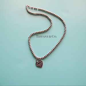 Return to Tiffany Bead Necklace with Heart Charm